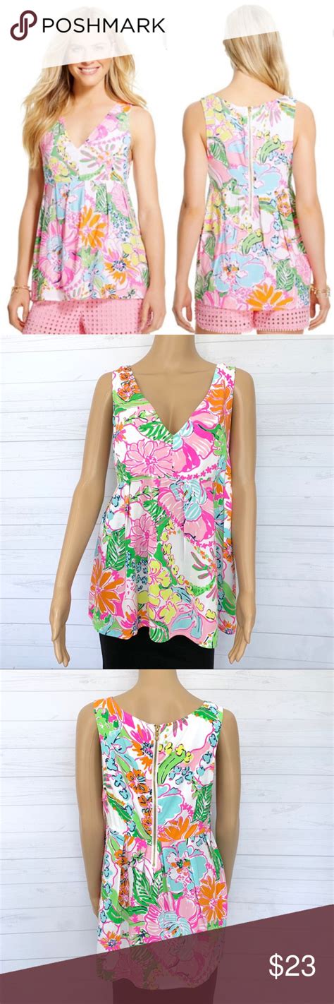 Lilly Pulitzer For Target Nosie Posey V Neck Top V Neck Tops Lilly