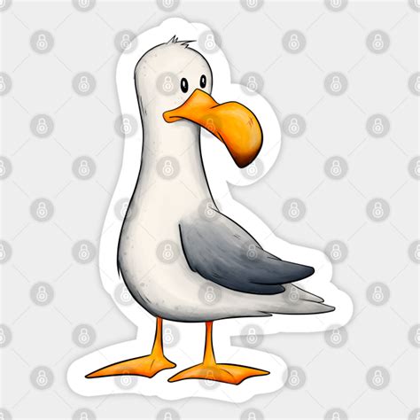 Funny Cartoon Seagull Cute Water Bird Illustration Seagull Sticker