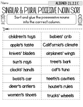 Usually add the letter s to the end of a singular noun to make it plural. Singular or Plural Possessive Noun Sort Worksheets ...