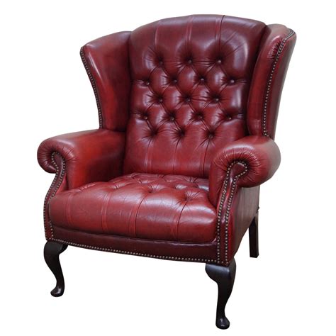 English Tufted Leather Chesterfield Wingback Chair Chairish