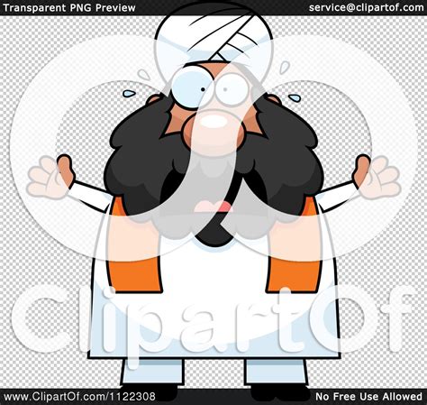 Cartoon Of A Scared Chubby Muslim Sikh Man Royalty Free Vector