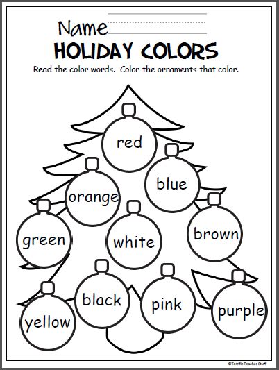 Colors worksheets for preschool, kindergarten and elementary. Colorful Christmas Tree Worksheet - Made By Teachers | Christmas kindergarten, Christmas ...