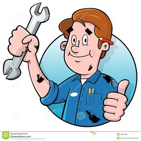 Un dibujo es un trazo o una… Logotipo Do Mecânico Dos Desenhos Animados Ilustração do Vetor - Ilustração de reparo, holding ...