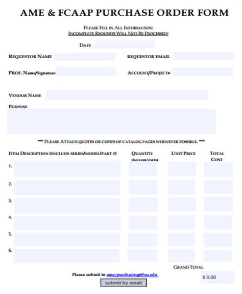Basic Order Form Template Doctemplates