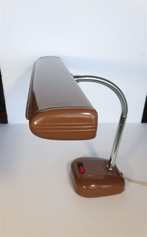 Vintage Mid Century Desk Gooseneck Drafting Lamp Brown Metal