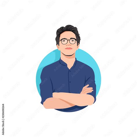 Handsome Businessman Avatar Profile Character Cool Vector Art Stock
