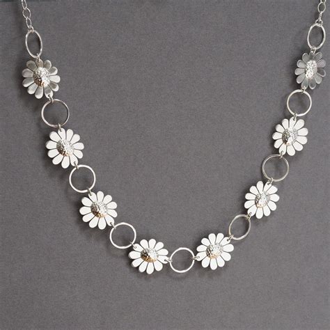 Sterling Silver Daisy Chain Necklace Unique Handmade Flower Garland
