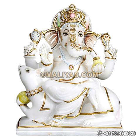 Marble Ganesh Statue Sitting On Mouse Buy Ganesh Statue Sitting On