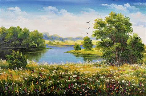 Colorful Landscape Oil Painting Original Nature Scenery Wall Art