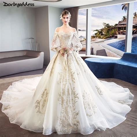Elegant Lace Long Sleeve Wedding Dresses Princess Luxury Wedding Dress
