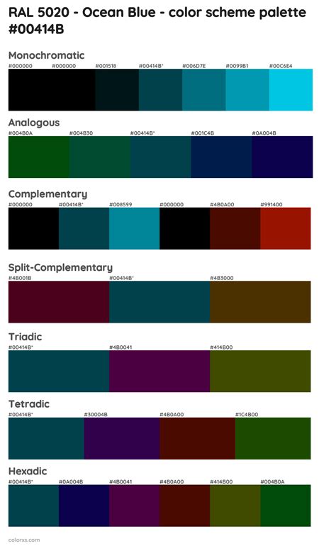 Ral 5020 Ocean Blue Color Palettes And Color Scheme Combinations