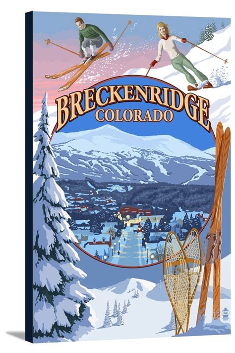 Canvas Breckenridge Colorado Montage Lantern Press Artwork
