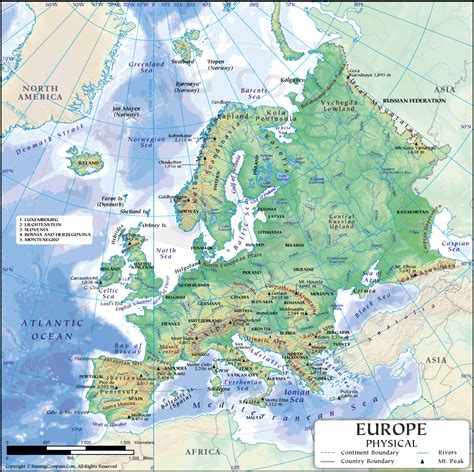 Europe Physical Map Europe Physical Features Map