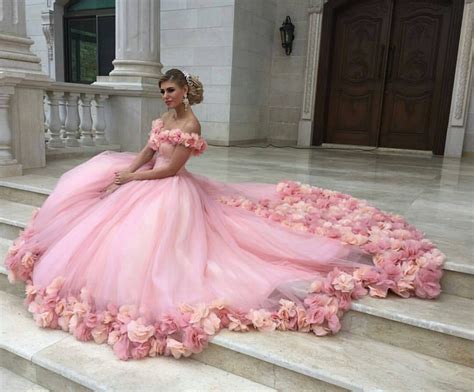 Floral wedding dresses are an incredibly feminine and romantic choice that look perfect at a spring if you're searching for the perfect alternative wedding dress then a floral gown could be just the thing for you. pink tulle flower ball gowns wedding dress off the ...