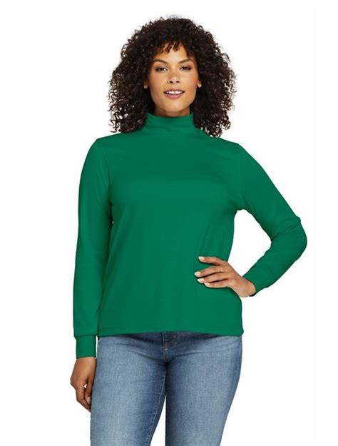 Buy Lands End Women S Relaxed Cotton Long Sleeve Mock Turtleneck Online Topofstyle