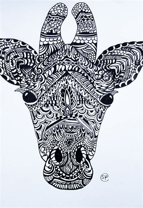 Beautiful Henna Giraffe Animal Drawing Available For Purchase On Etsy