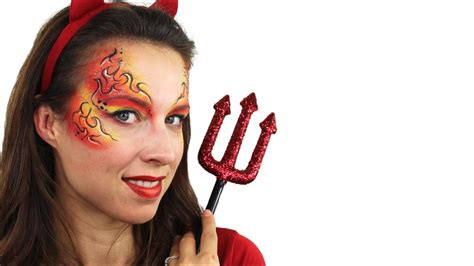 Devil Makeup Easy Halloween Face Paint Tutorial Youtube