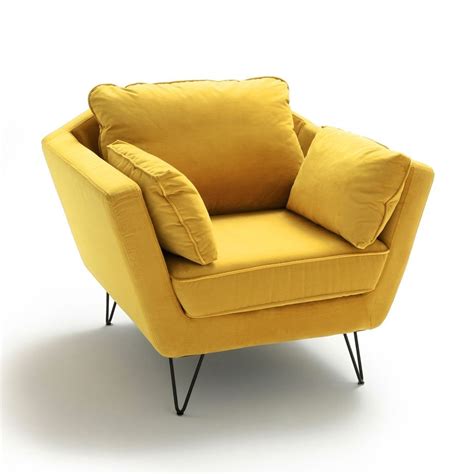 Recherche par carte, par critère et par disponibilité. Fauteuil velours topim jaune moutarde La Redoute ...