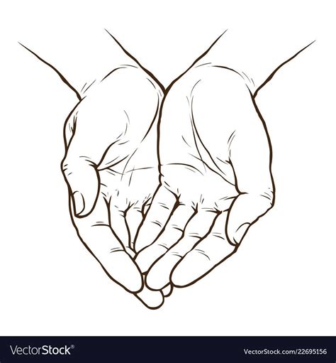Cupped Hands Folded Arms Sketch Hand Drawn Vector Illustration