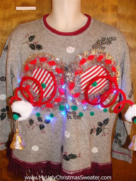 crazy tacky christmas naughty sweater with lights my ugly christmas sweater