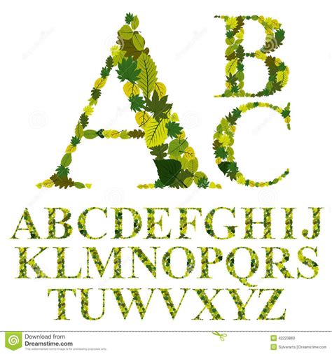Free shipping and free returns on eligible items. Font made with leaves, floral alphabet letters set, vector ...