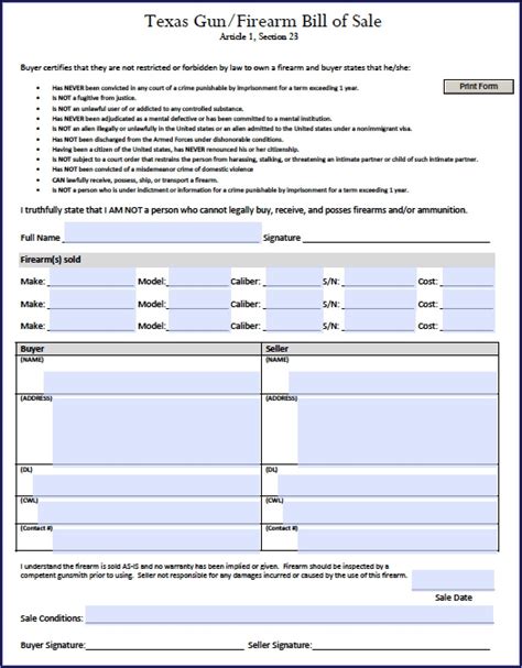 Free Printable Texas Bill Of Sale Form Form Resume Examples Wk9y6gay3d