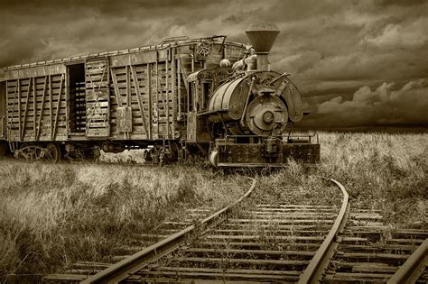 Old Steam Locomotive Train Engine In Sepia Tone Photograph By Randall Nyhof