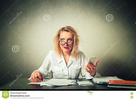 Busy Business Woman Stock Photo Image Of Problem Desk 70391098