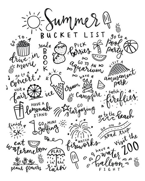 .psd coloring #18 aesthetic| favorite things. Summer Bucket List Free Printable Coloring Page ...