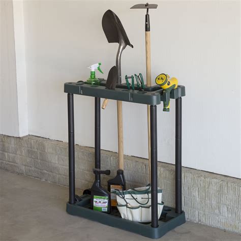 Stainless steel broom mop hanger organizer by. Stalwart Rolling Garden Tool Rack | Wayfair