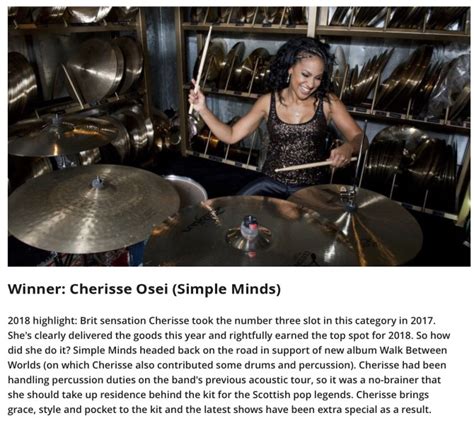 Cherisse Osei Voted Best Live Session Drummer 2018 Priptonas