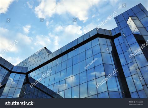 Corporate Office Building With Large Glass Windows Stock