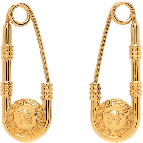 Versace Gold Safety Pin Earrings Versace