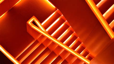 Download Wallpaper 3840x2160 Stairs Neon Backlight Glow