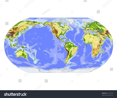 World Physical Vector Map Robinson Projection Stock Vector Royalty