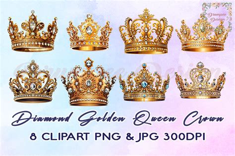 Diamond Golden Queen Crown Clipart Graphic By Drumpee Design · Creative