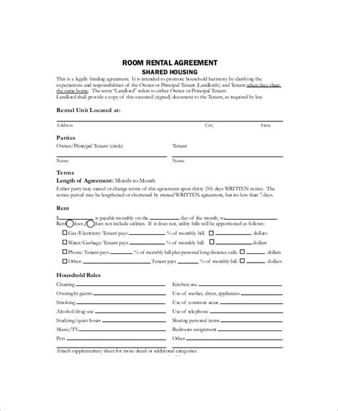 sample house rental contract  documents  word