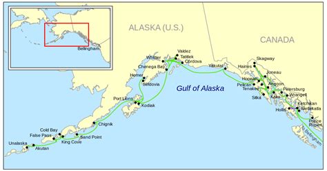 Map Showing The Alaska Marine Highway System Alaska Alaska Tours
