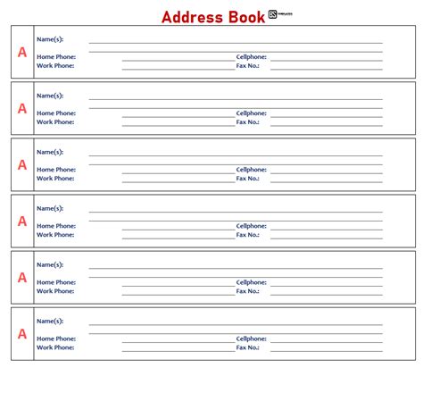 Free Address Book Template For Excel Printable And Editable