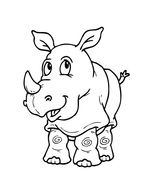 Easy Rhino Coloring Page - Hannah Thoma's Coloring Pages