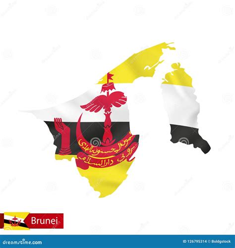 Mapa De Brunei Con La Bandera Que Agita Del Pa S Ilustraci N Del Vector Ilustraci N De Borneo