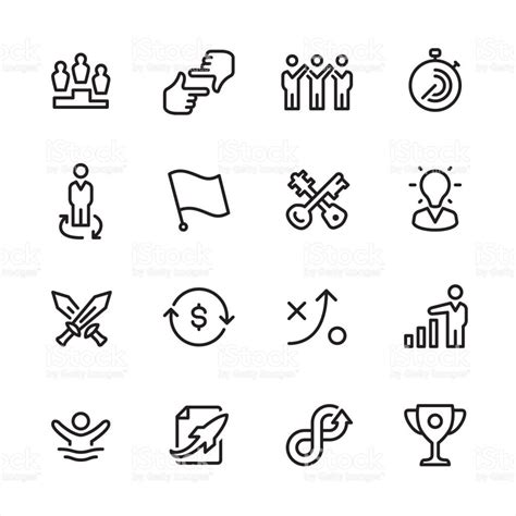 16 Line Black And White Icons Corporate Business Set Corporate