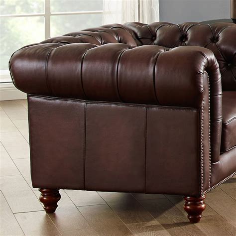 Visit chesterfield leather sofas and view our full collection of chesterfield leather sofas chairs and chesterfield footstools. Allington 3 Seater Brown Leather Chesterfield Sofa | Costco UK