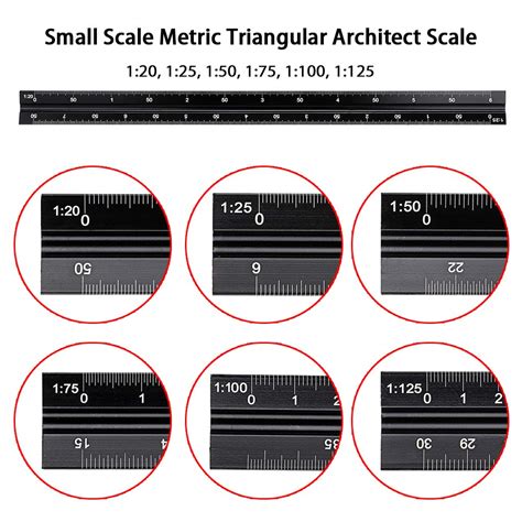 Ownmy 30cm Solid Aluminum Metric Triangular Architect Scale Ruler Set