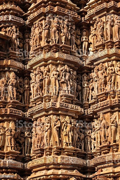Famous Stone Carving Sculptures Of Khajuraho Stock Photo Download