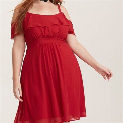 Torrid Red Chiffon Dress 20 EBay