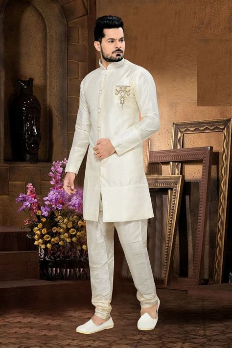 Should i wear a garter? art-silk-wedding-wear-traditional-Indian-sherwani-in-off ...