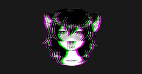 Ahegao Face Neko Anime Cat Girl Vaporwave Gift - Ahegao Face - Sticker