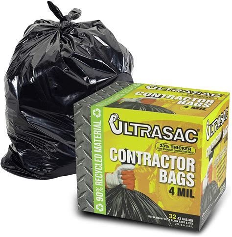 Extra Heavy Duty Contractor Bags 42 Gallon 4 Mil 32 Pack Wties