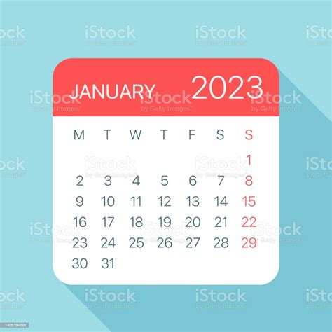 January 2023 Calendar Leaf Vector Illustration Stock Illustration